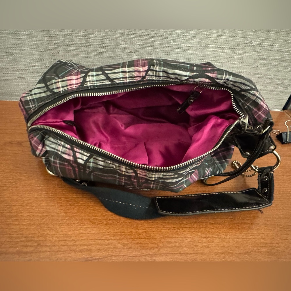 Coach Purple & Black Tartan Handbag - Picture 9 of 9